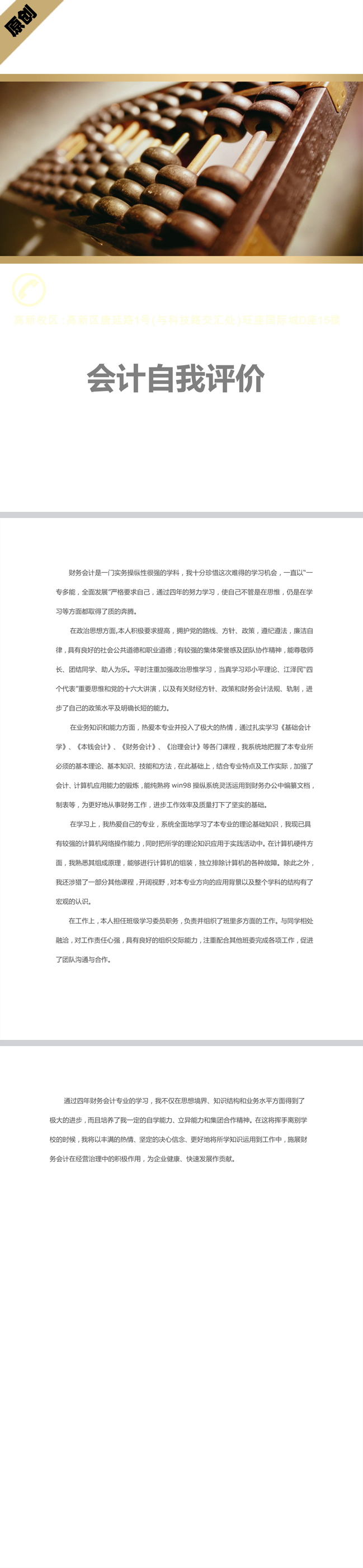 精美的会计自我评价模板