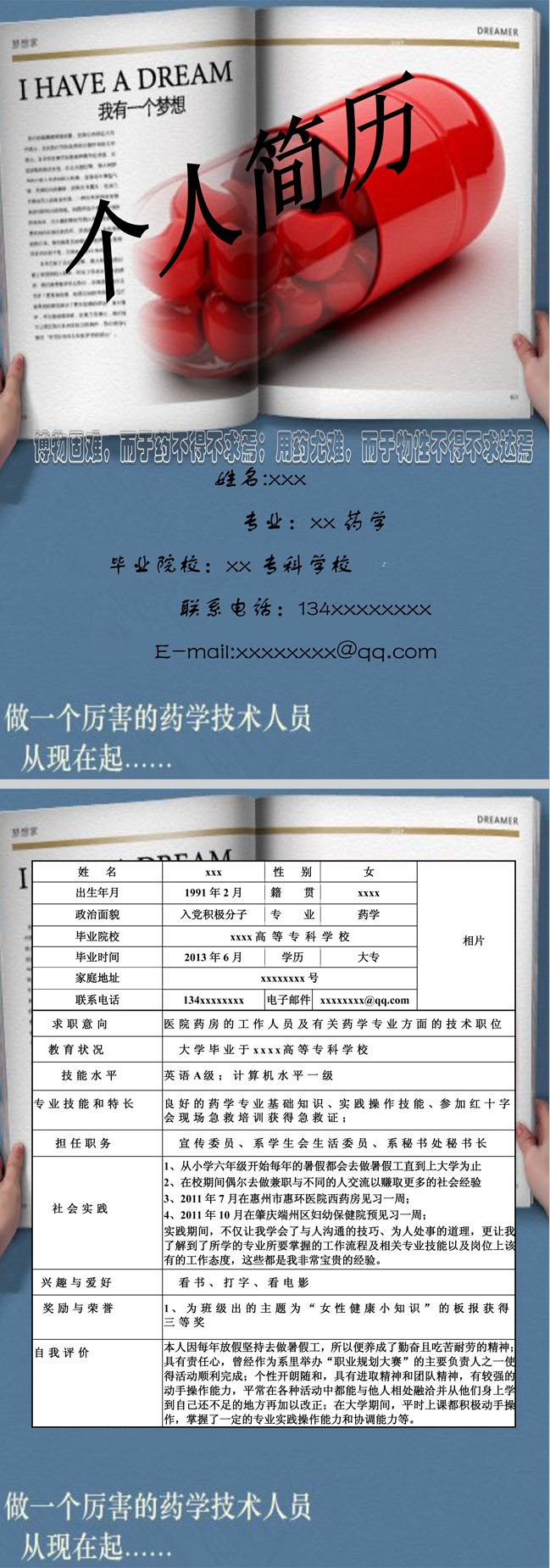 药品销售免费个人简历模板