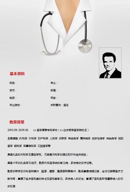 医学生免费个人简历模板