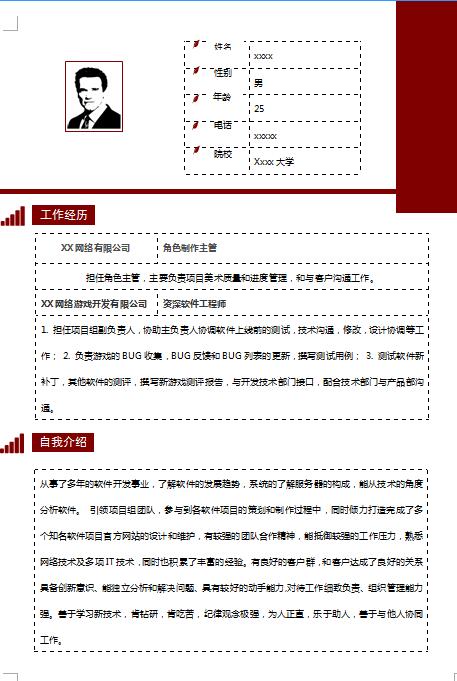 非常漂亮的软件工程师免费个人简历表格
