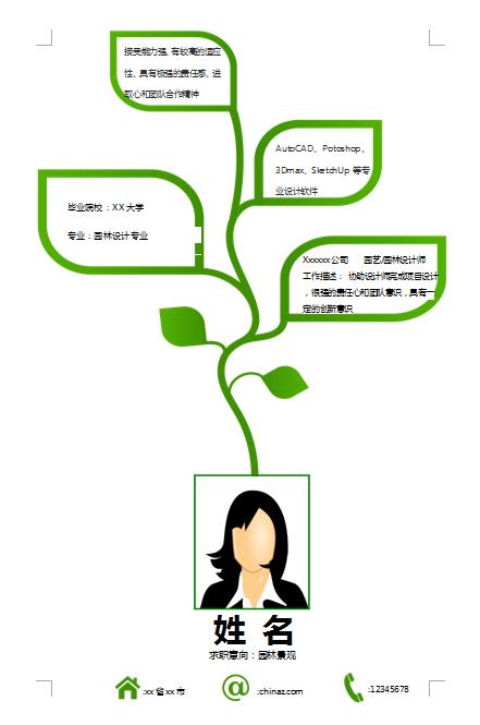 园林景观免费个人简历模板
