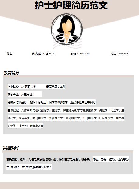 优秀的护士护理简历范文