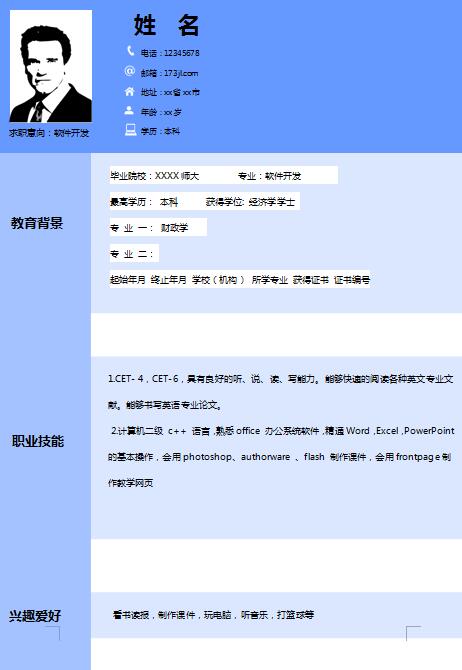 非常漂亮的软件开发简历模板