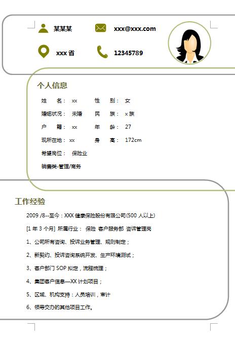 非常有创意的保险求职简历模板