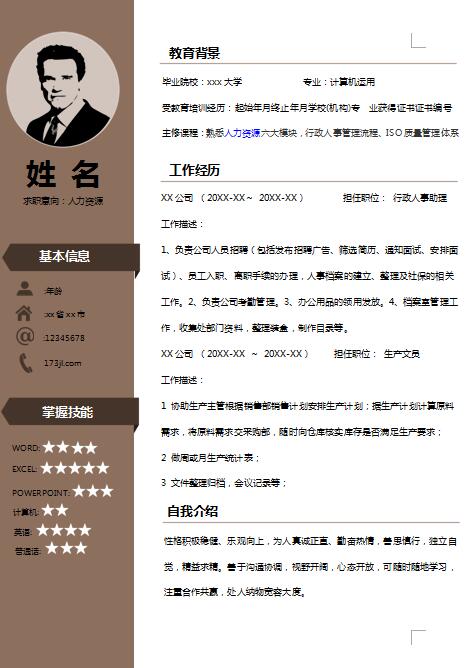 别具一格的人力资源专员简历模板