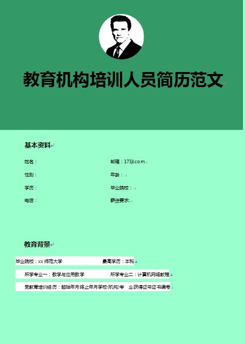 精美绝伦的教育机构培训人员简历范文