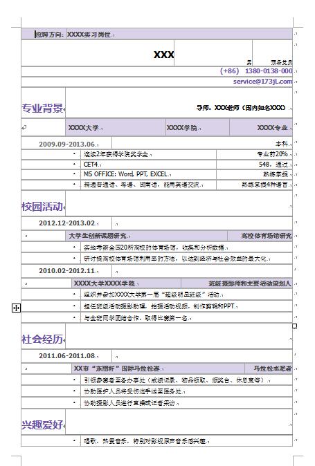 销售文员求职简历模板