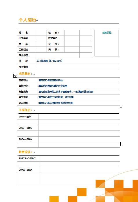 非常棒的标准免费个人简历