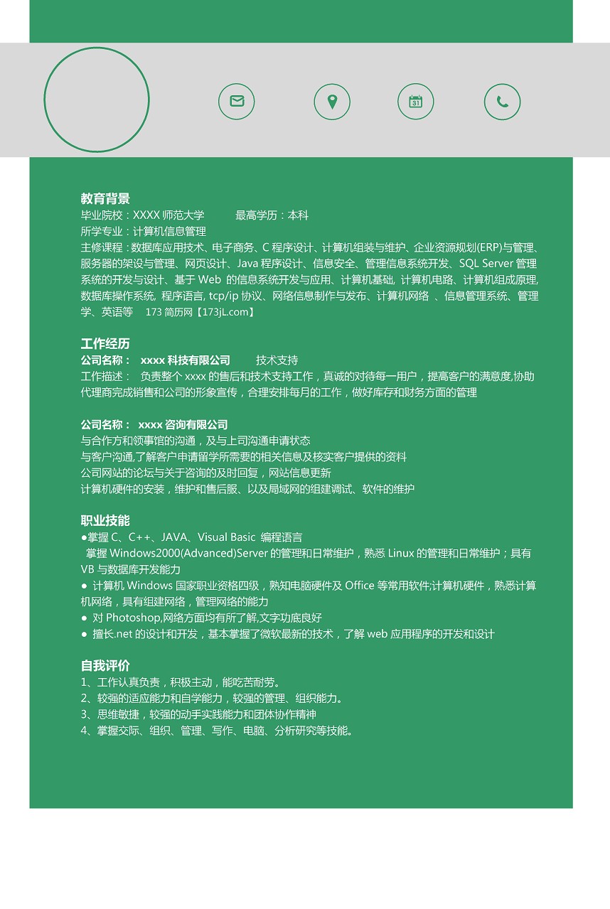 IT专业人士简历模板