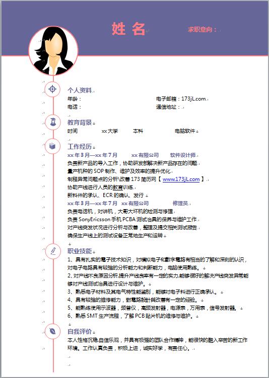 预算员简历模板范文