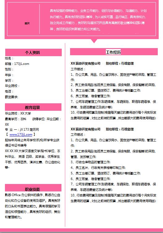 音乐学免费个人简历模板