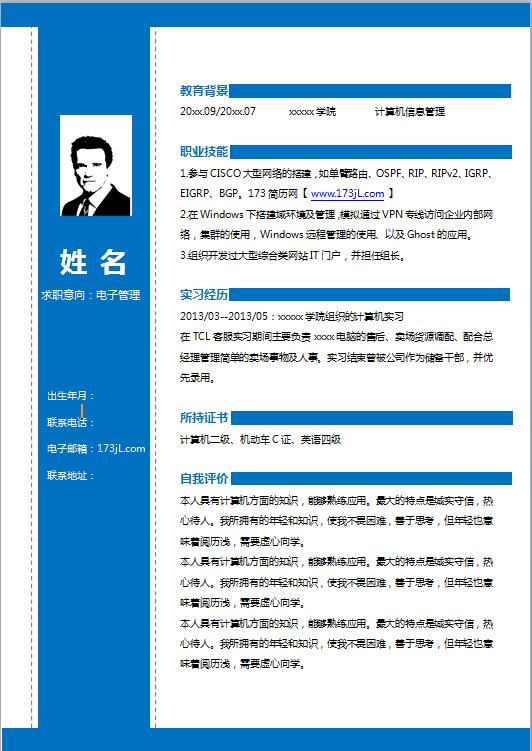 网站编程电子版简历