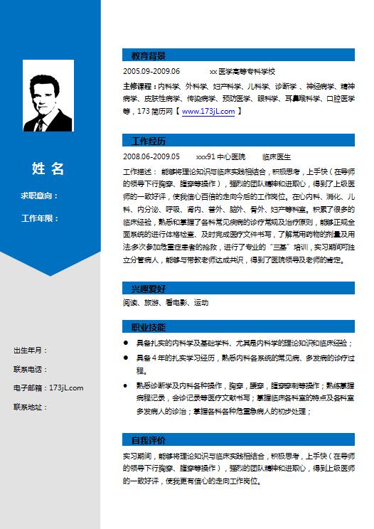 临床医生求职简历范文
