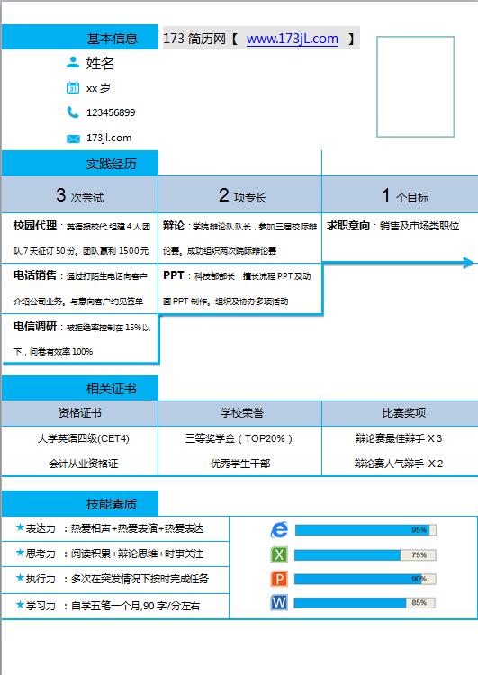 大学毕业生应聘简历模板