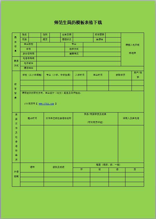 新媒体运营简历表格模板