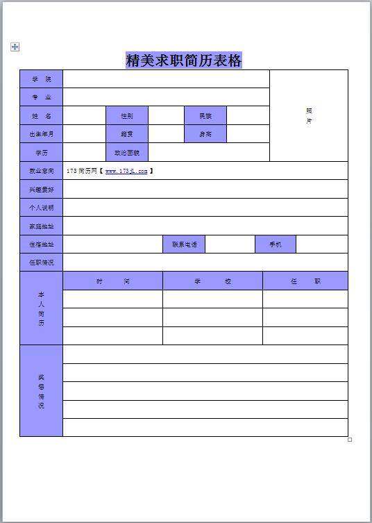 精美求职简历表格