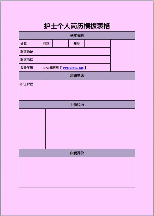 精美绝伦的中专简历模板表格