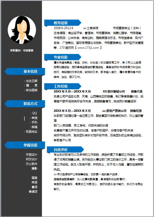 市场营销专业求职简历模板