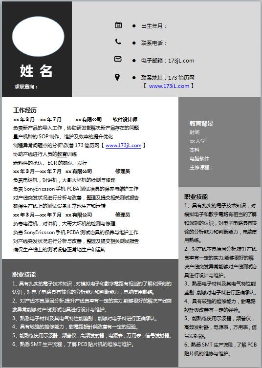 免费个人简历专业电子商务