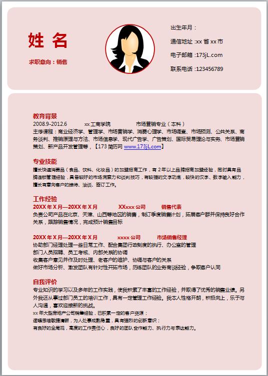 奢侈品销售免费个人简历模板