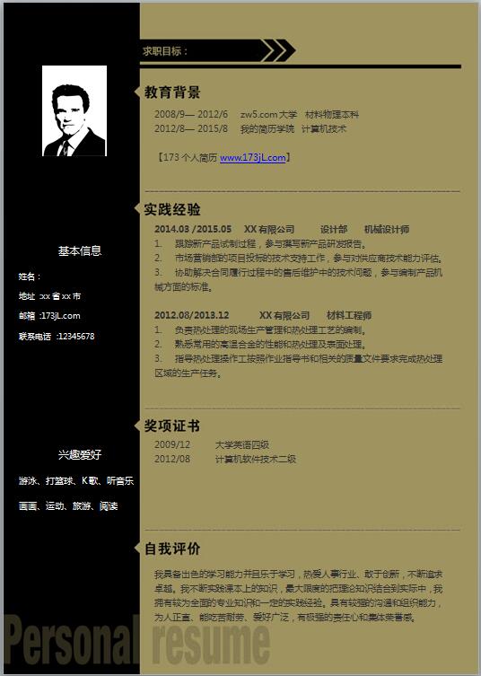 项目负责人简历模板