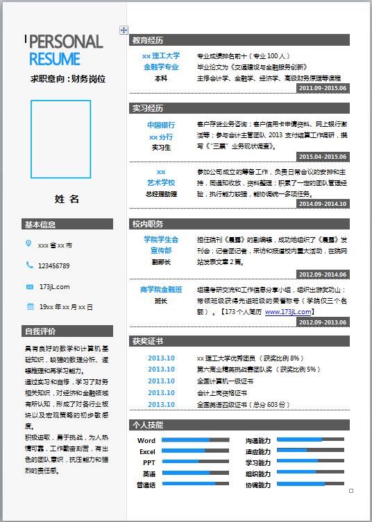 证券交易员简历模板