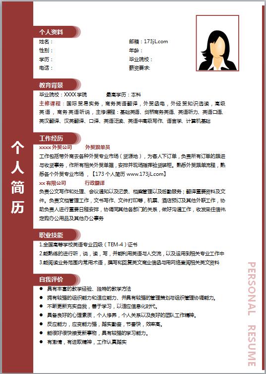 投行分析员简历模板
