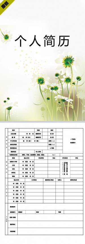 非常漂亮的小雏菊免费个人简历模板
