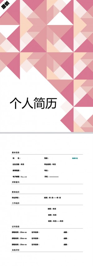 非常漂亮的梦幻格子免费个人简历表格