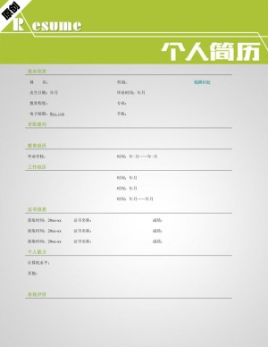 别具一格的清新绿色简历表格