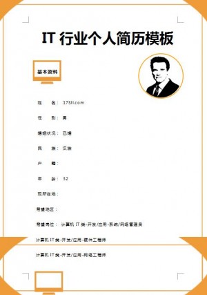 IT软件行业免费个人简历模板