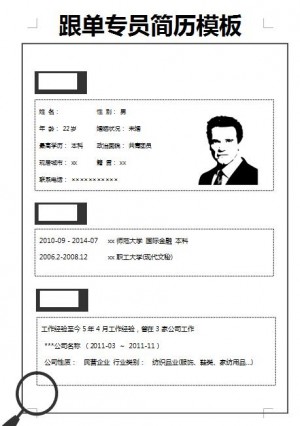 精美的跟单专员简历模板