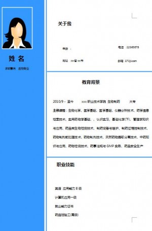生物制药免费个人简历模板