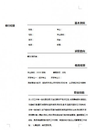 精美的银行经理简历模板
