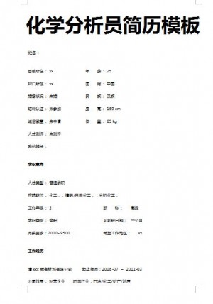 精美的化学分析员简历模板