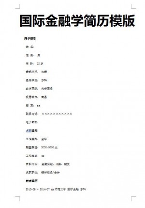 精美的国际金融学简历模板