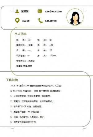 非常有创意的保险求职简历模板