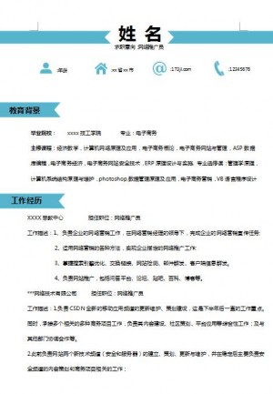 精美的网络推广员简历模板