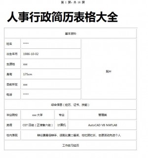精美的人事行政简历表格大全