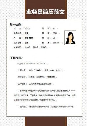 精美的业务员免费个人简历范文