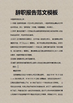 精美绝伦的辞职报告范文模板