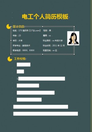 非常棒的电工技工模板格式