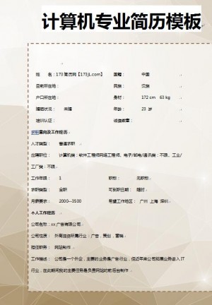 别具一格的计算机专业求职简历模板