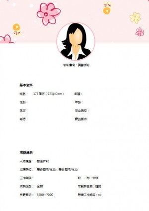 优秀的美容顾问免费个人简历模版