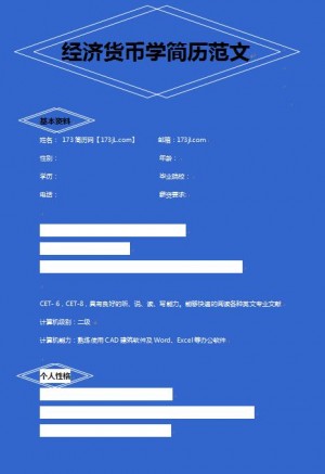 精美的经济货币学简历范文