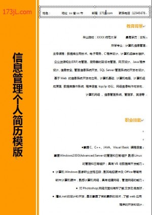 别具一格的信息管理免费个人简历模板