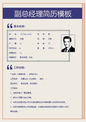 精美的副总经理简历模板