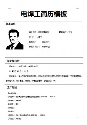 精美绝伦的电焊工简历模板