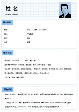无经验应届生数据通讯类简历模板