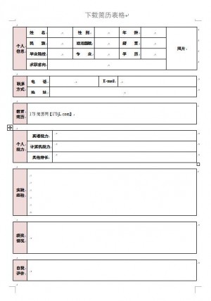 别具一格的简历表格